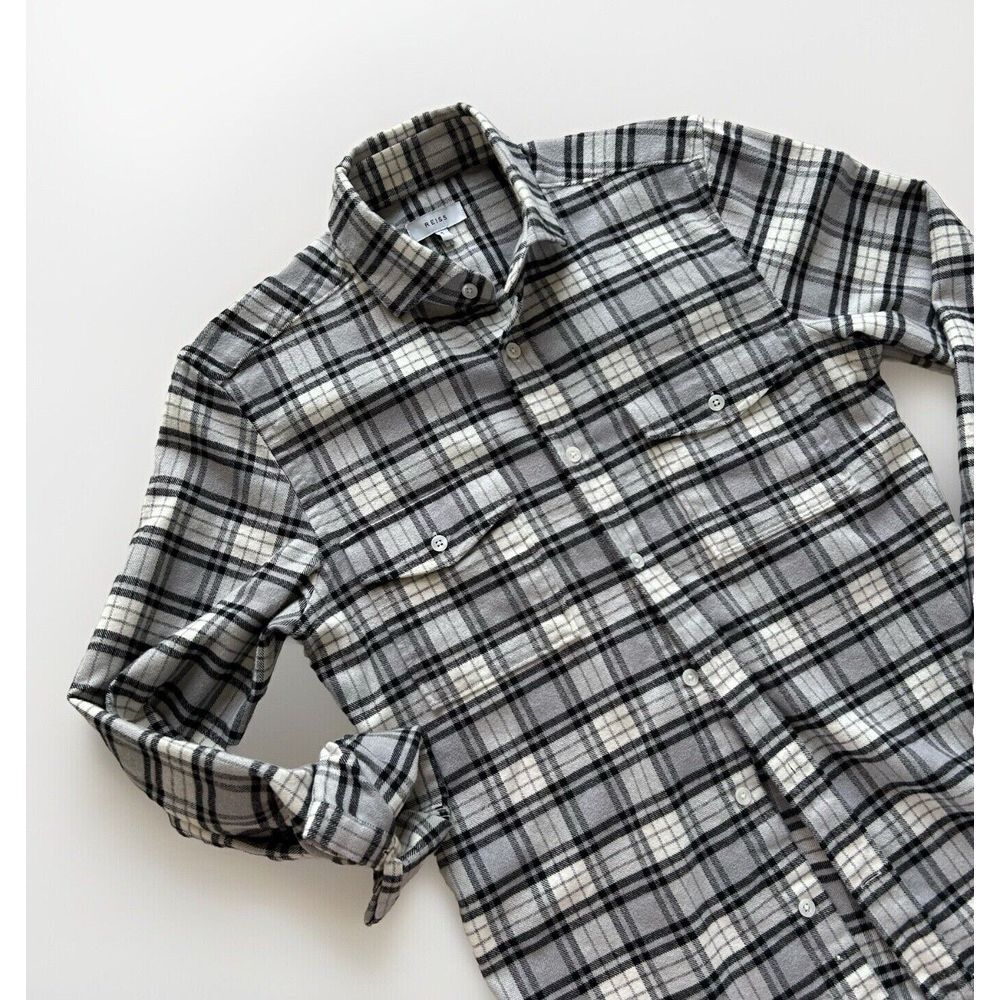 Reiss Dashand Mouline Check Overshirt Flannel Shirt Men's Size Small $215